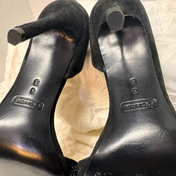 Coach Black Sz 8 L Stiletto Lytton Suede/Sparkly Party Glam Heel - Picture 10 of 13